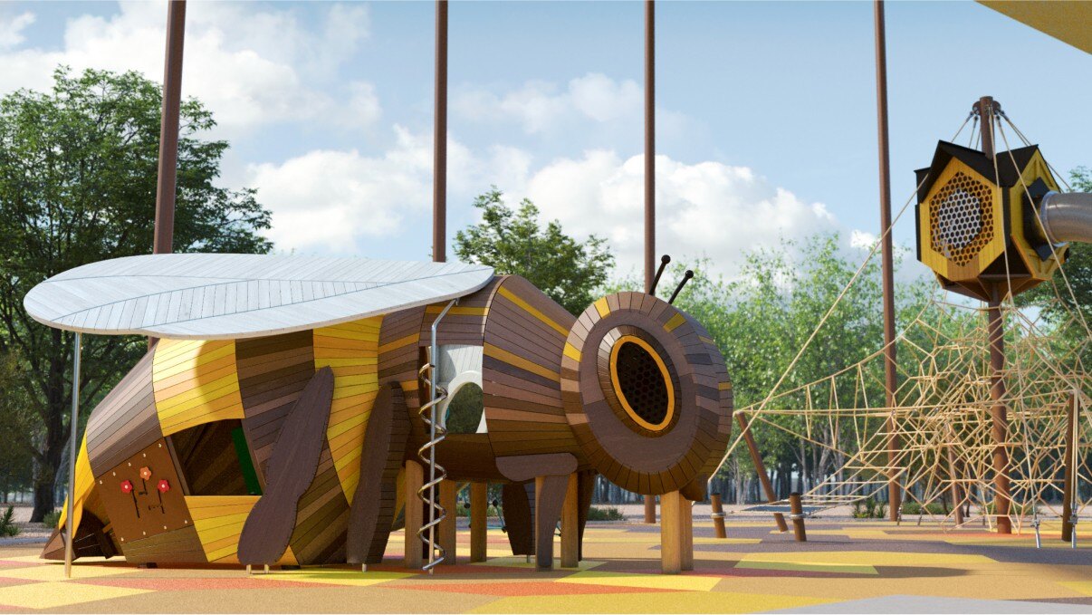 polinators themed jungle gym and rope course